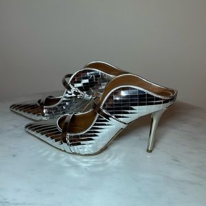 Malone metallic silver stilettos size 36.5 (6) brand NEW dust bag included